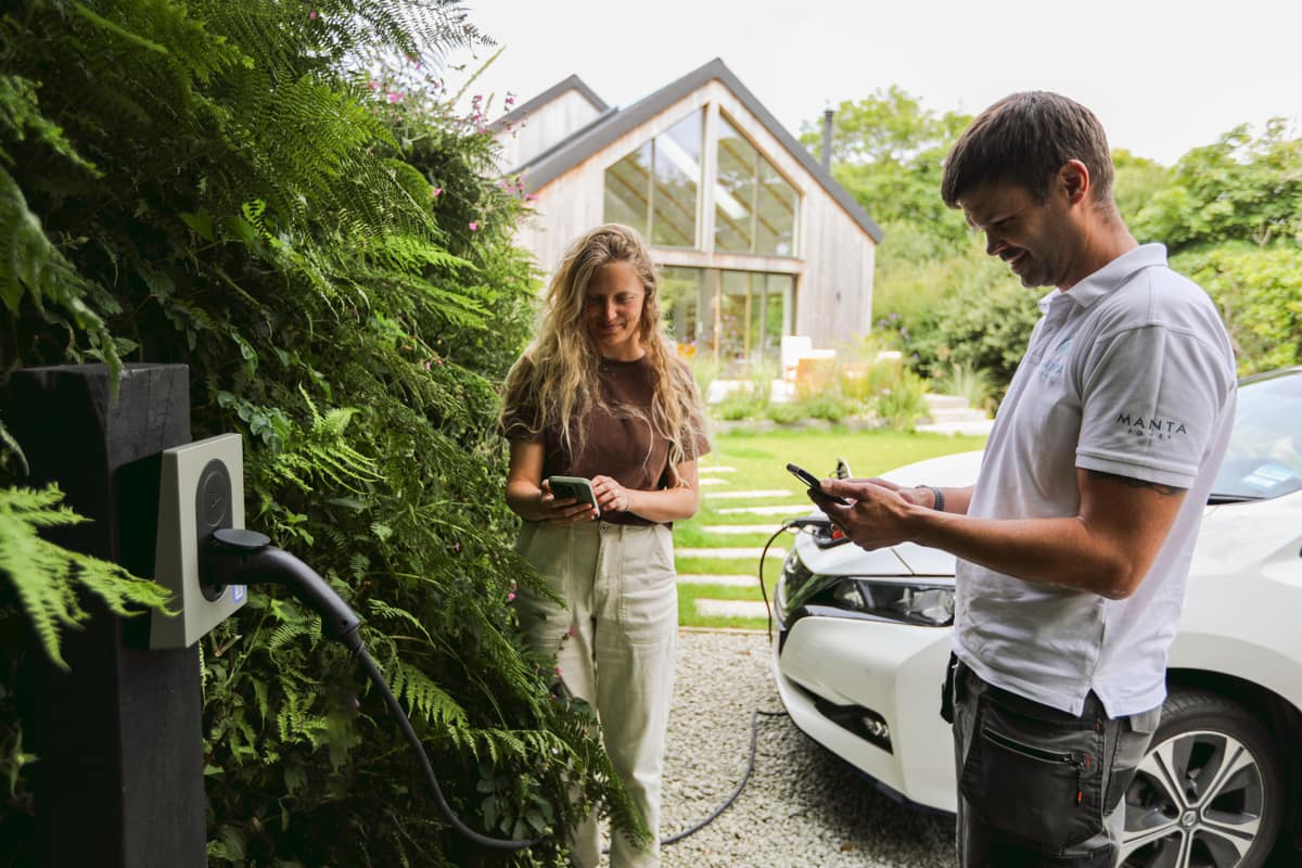 EV charger in use at Cornwall holiday let