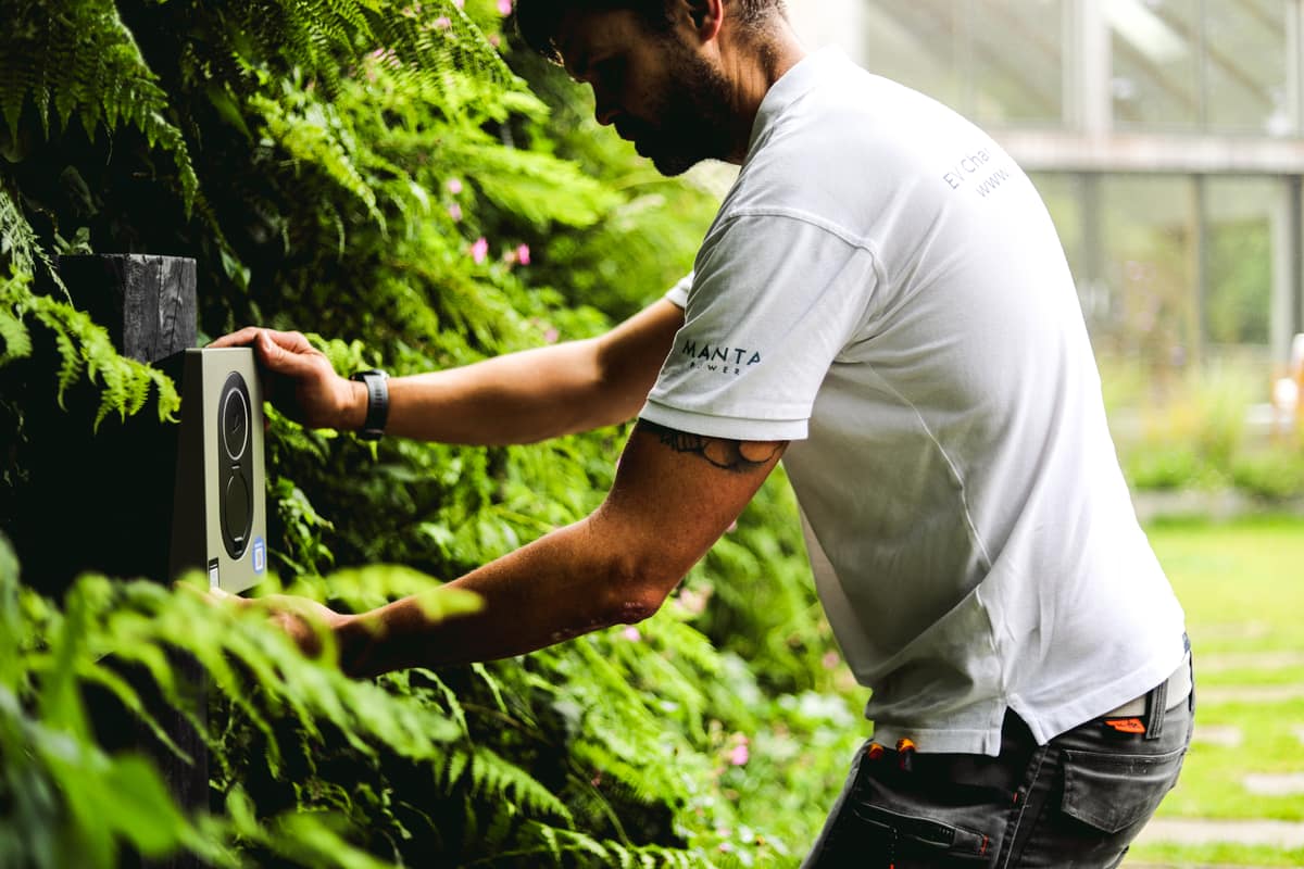 A Manta Power EV charger installed at a Cornwall property