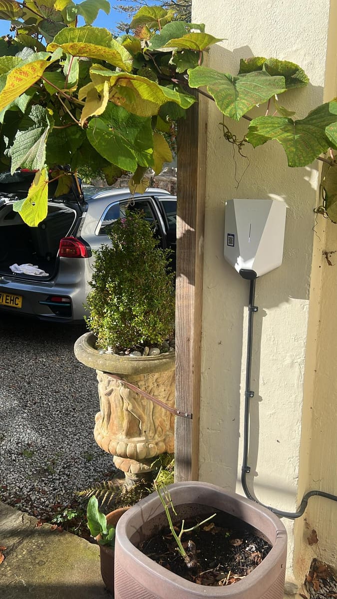 A Manta Power EV charger installed at a Cornwall property