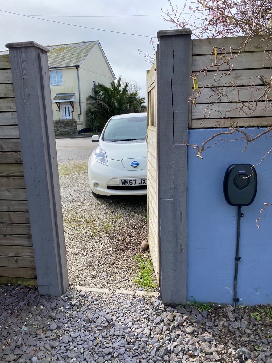 A Manta Power EV charger installed at a Cornwall property